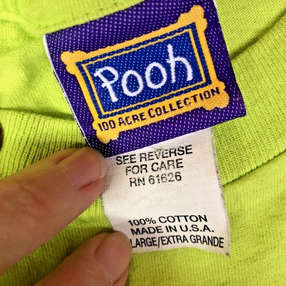 Vintage Winnie The Pooh T shirt Sz X Large Women's Neon Green Embroidered - Picture 5 of 5